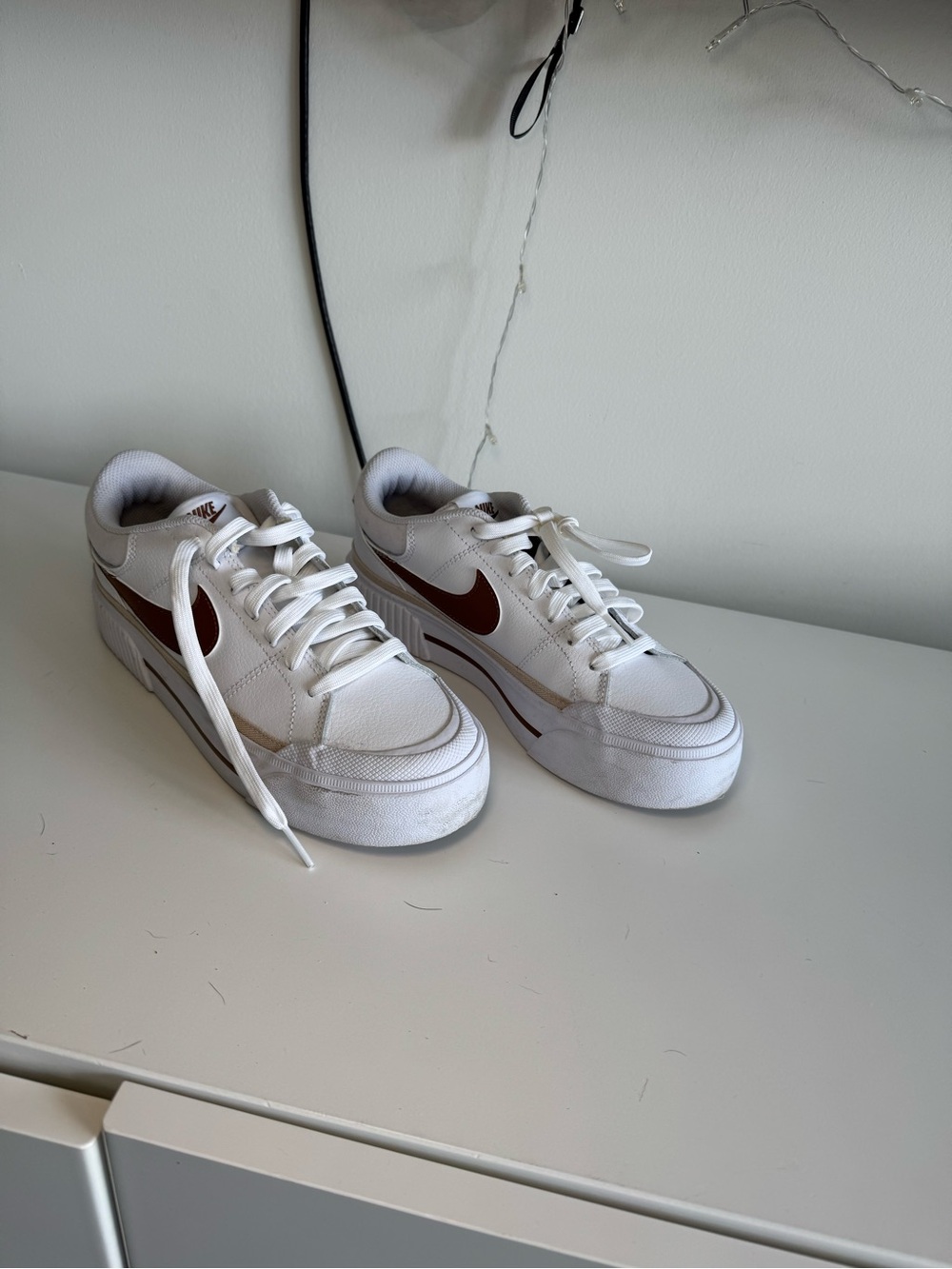 Nike Light Gray and Beige Running Shoes